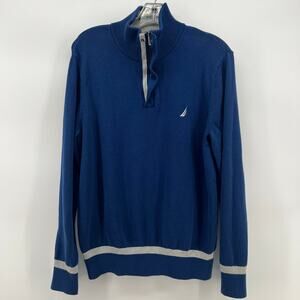 Nautica Men’s Blue Quarter Zip Sweater Medium Half Zip Pullover Knit
